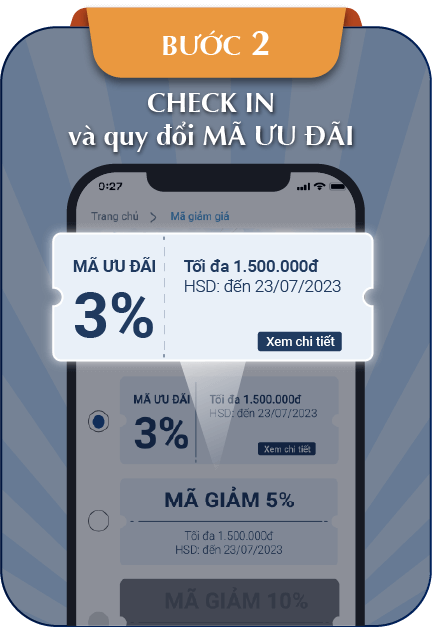 Check in và quy đổi mã ưu đãi Nhận voucher và mua sắm ngay thôi