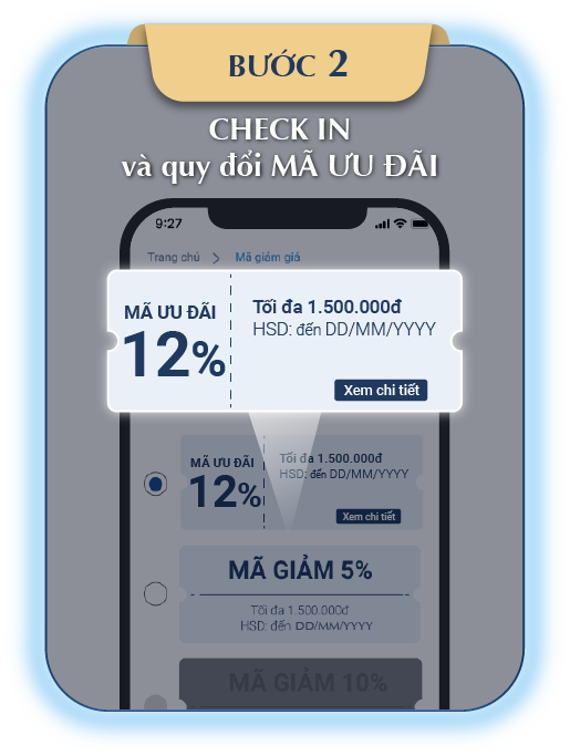 Check in và quy đổi mã ưu đãi Nhận voucher và mua sắm ngay thôi