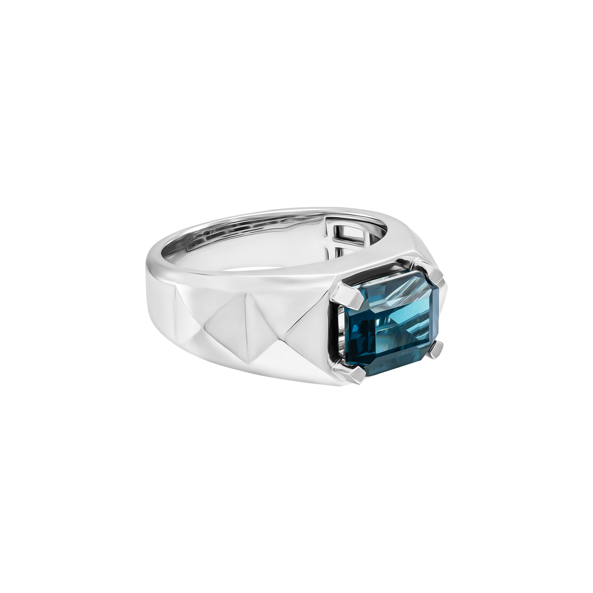 Nhẫn nam vàng trắng 14k Đính đá topaz mancode by pnj tp00w000079