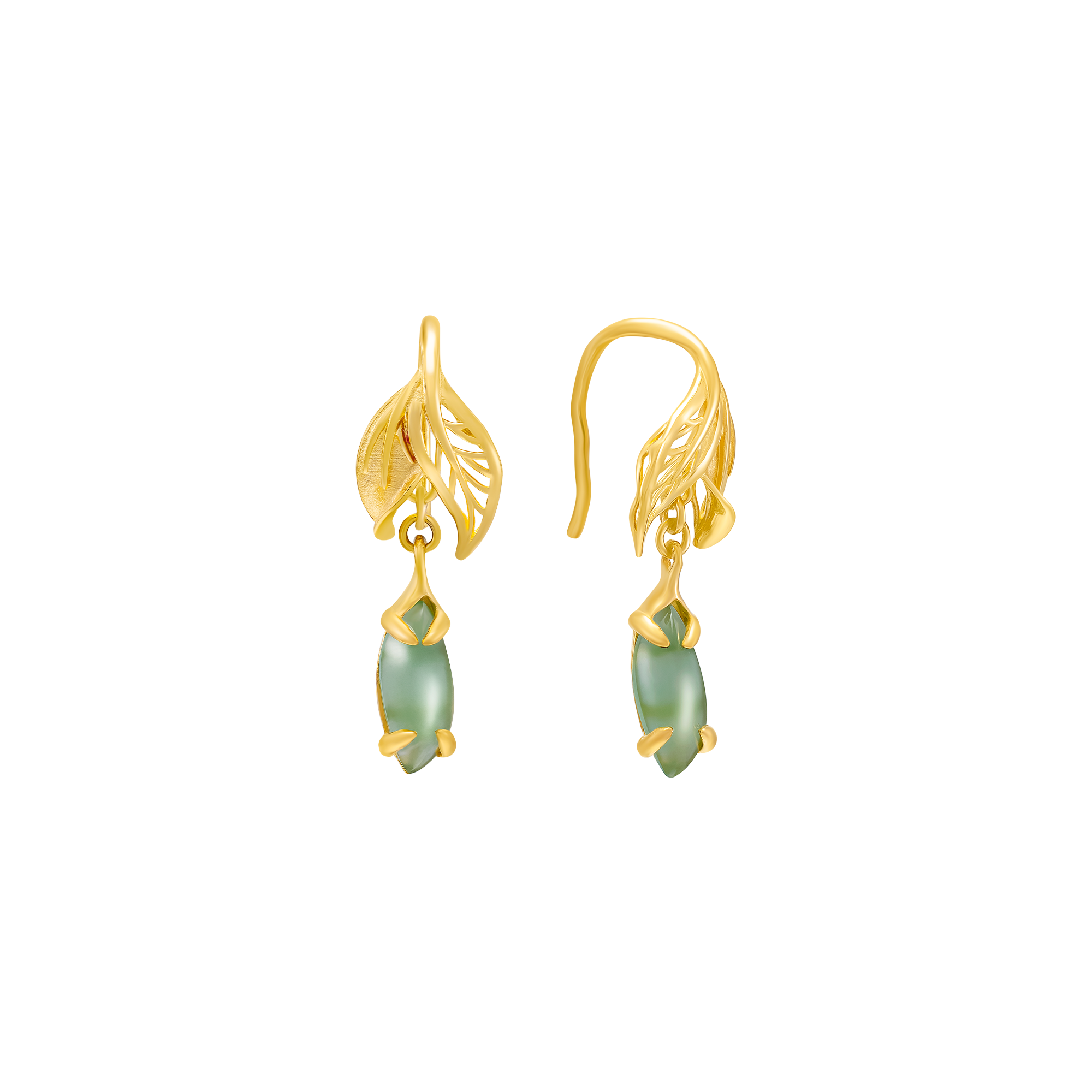 sp gbqt00y000018 bong tai cuoi vang 24k dinh da aventurine pnj la ngoc canh vang 10