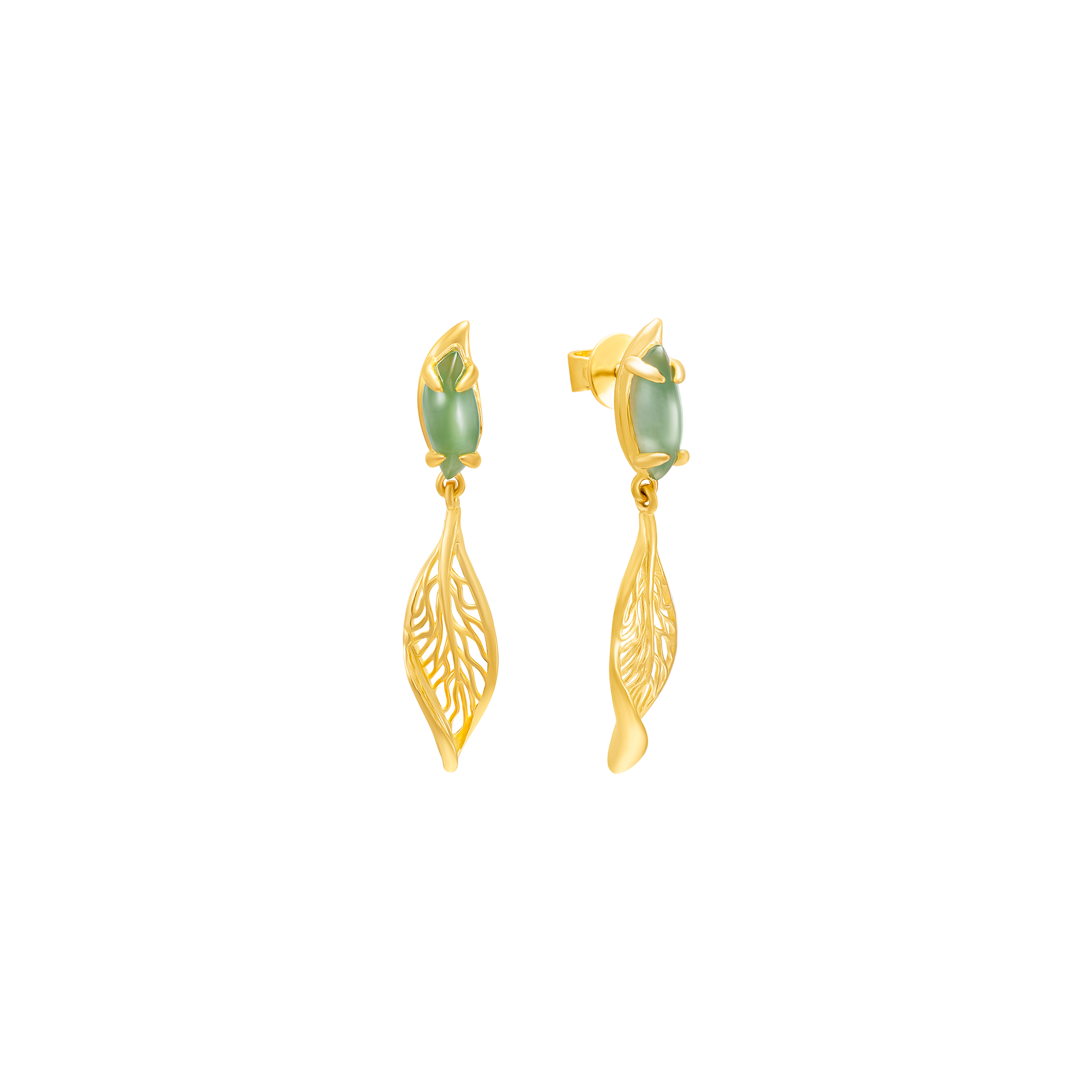 sp gbqt00y000019 bong tai cuoi vang 24k dinh da aventurine pnj la ngoc canh vang 10