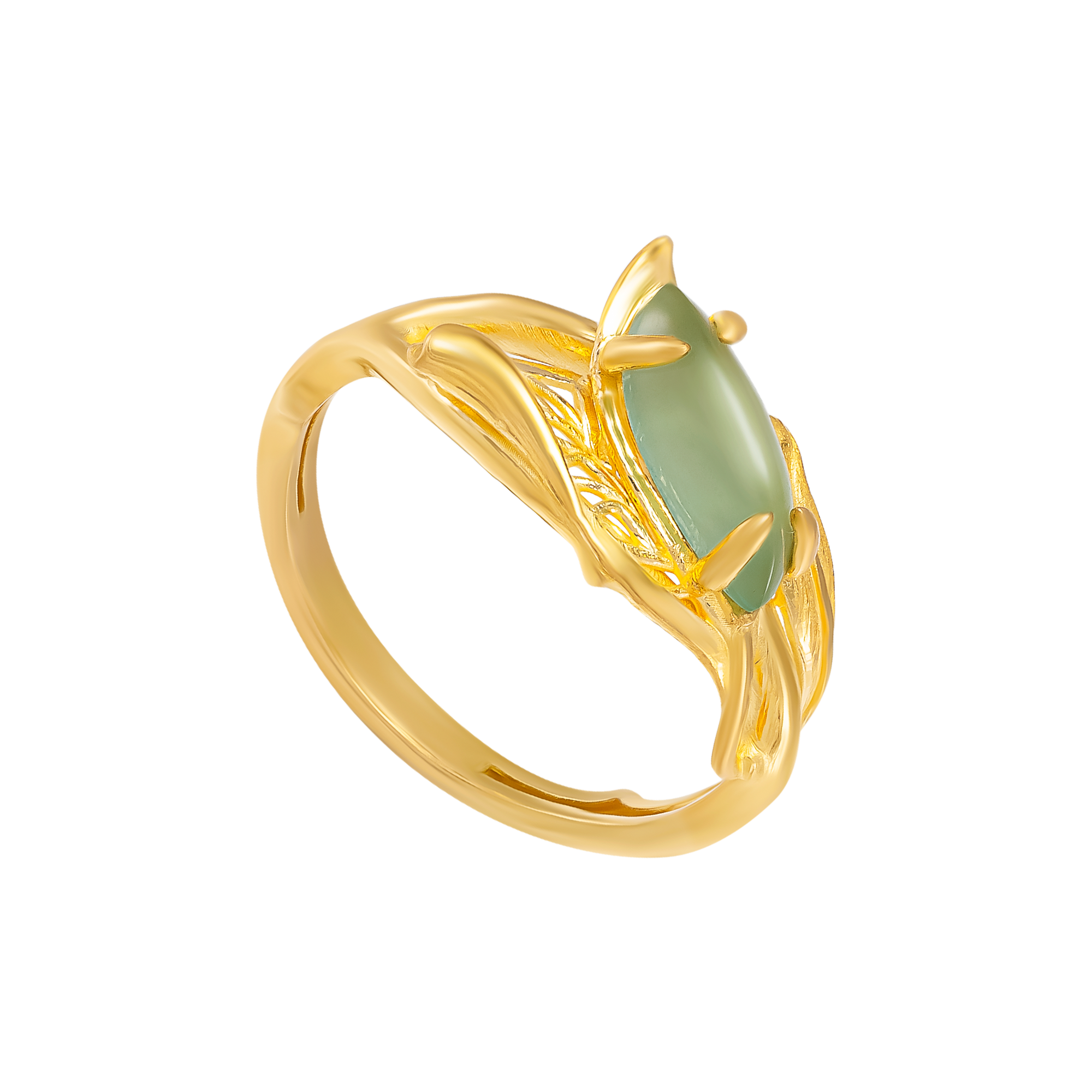 sp gnqt00y000015 nhan cuoi vang 24k dinh da aventurine pnj la ngoc canh vang 10