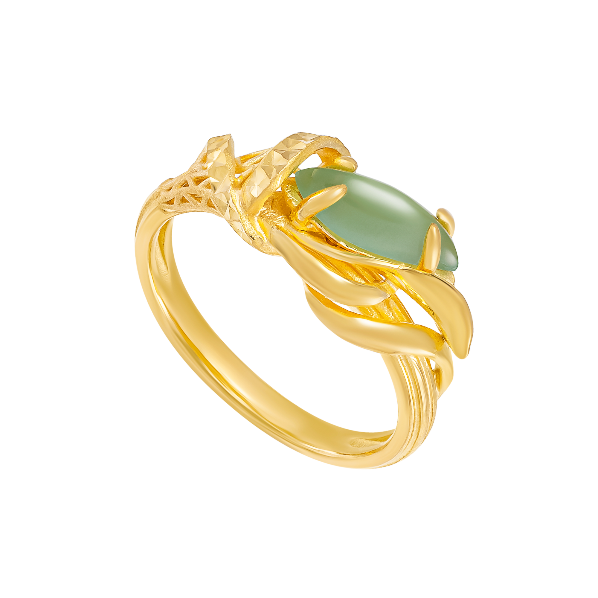 sp gnqt00y000016 nhan cuoi vang 24k dinh da aventurine pnj la ngoc canh vang 100