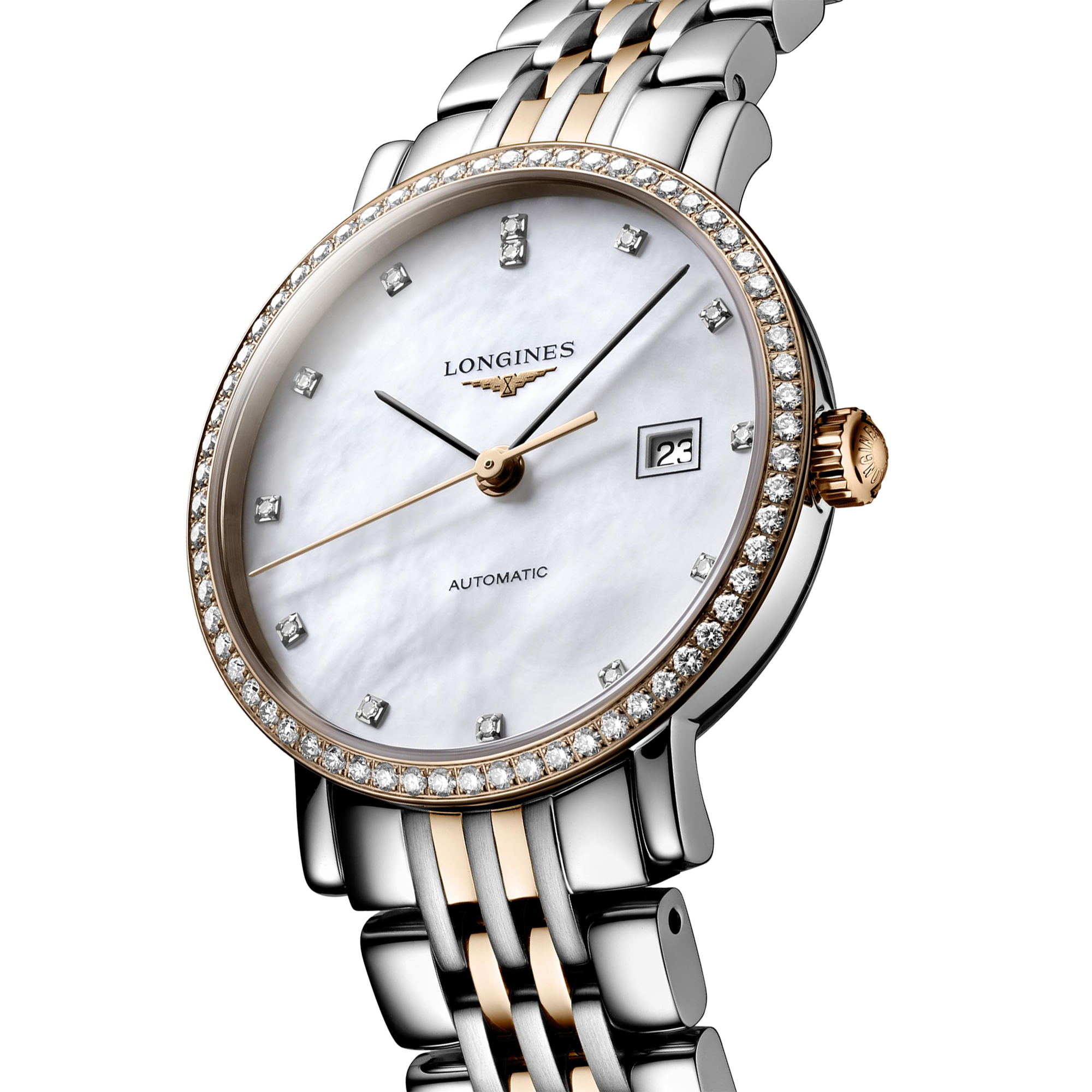 Đồng hồ Longines The Longines Elegant Collectio Nữ L4.310.5.88.7 Dây thép không gỉ 316L+vàng18K 26 MM Đồng hồ Longines The Longines Elegant Collectio Nữ L4.310.5.88.7 Dây thép không gỉ 316L+vàng18K 26 MM