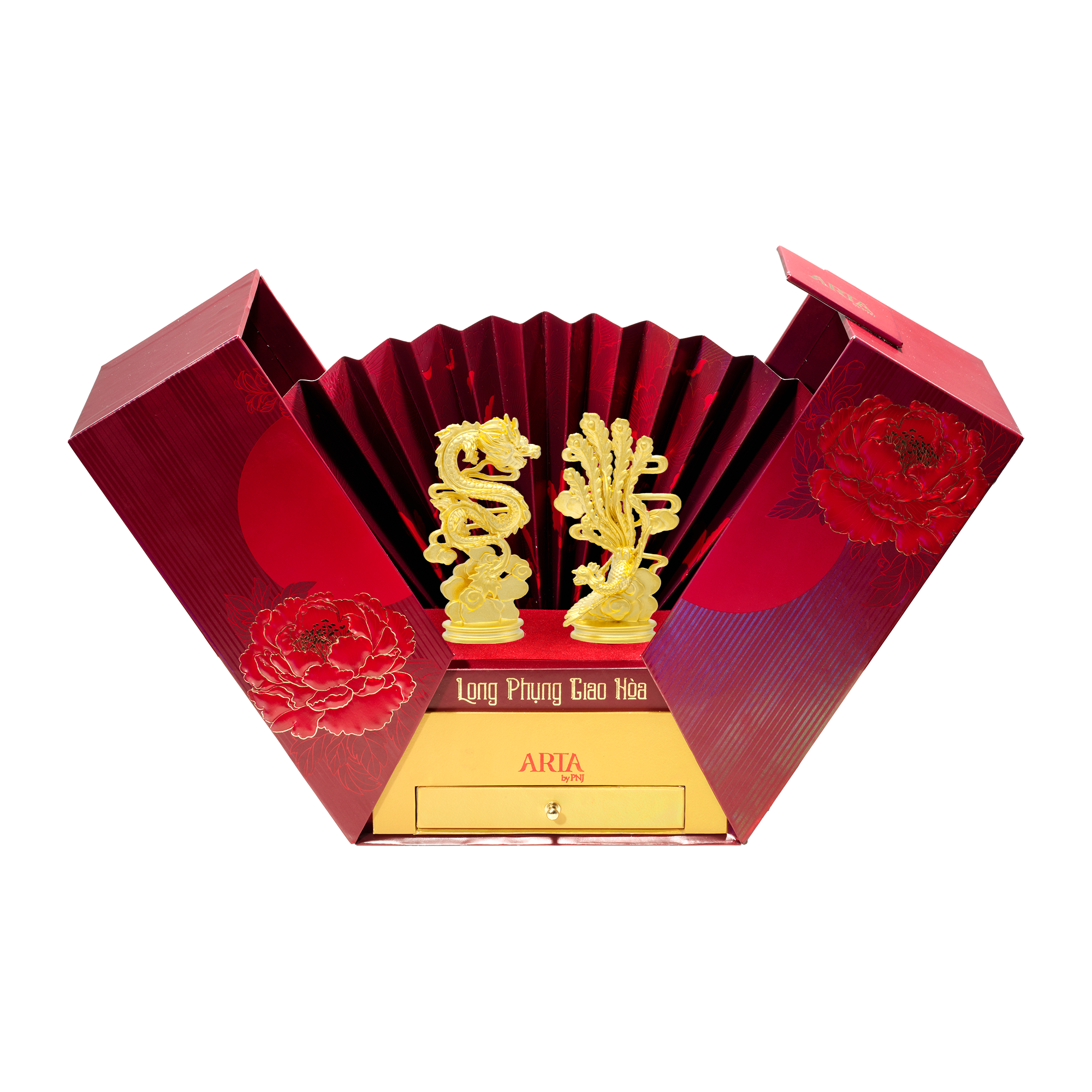 Bộ tượng long phụng giao hòa vàng 99,9% (24k) ~ 9.9 chỉ arta by pnj
