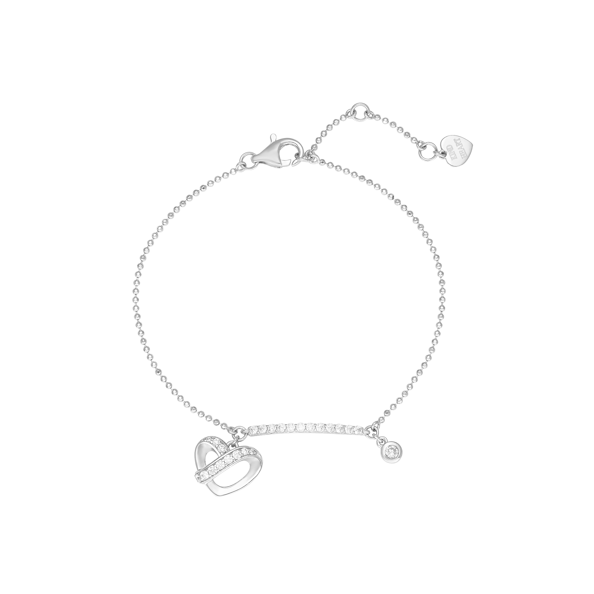 Lắc tay Vàng Trắng 58,5% (14K) Đính đá ECZ PNJ Kind Heart XMXMW000900