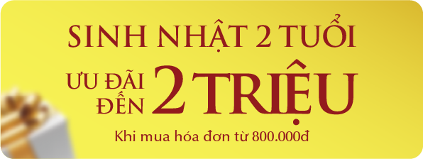 SINH NHẬT 2 TUỔI ƯU ĐÃI ĐẾN 2 TRIỆU Khi mua hóa đơn từ 800.000đ