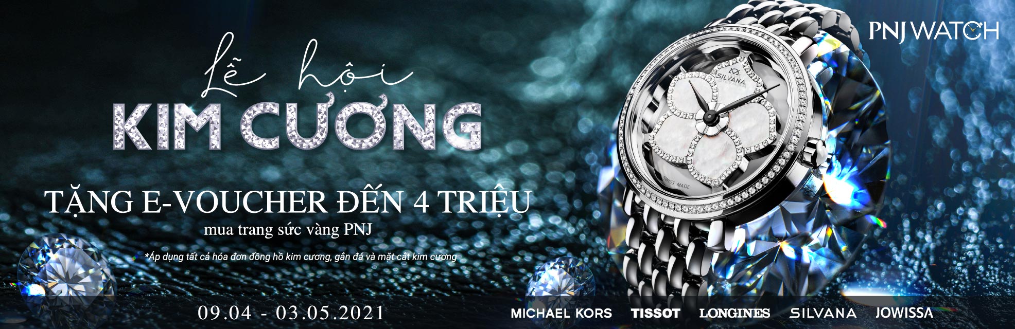Lễ hội Kim cương tặng E-voucher đến 4 triệu mua trang sức vàng PNJ