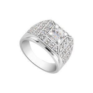 Nhẫn nam Vàng trắng 10K đính đá ECZ PNJ XMXMW002248