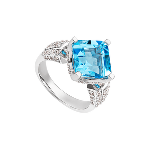 Nhẫn Vàng trắng 14K đính đá Topaz PNJ TPXMW000422