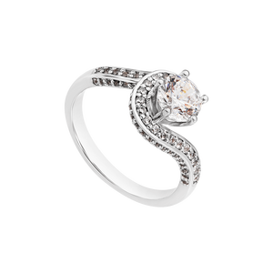 Nhẫn Vàng trắng 10K đính đá ECZ PNJ XMXMW002218