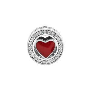 Hạt charm xỏ bạc đính đá PNJSilver hình trái tim đỏ 00XMW060026