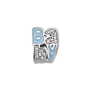 Hạt charm xỏ trẻ em DIY PNJSilver chữ baby xanh 00XMW060025