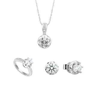 Bộ trang sức Vàng trắng 10K đính đá ECZ PNJ 00777-01738