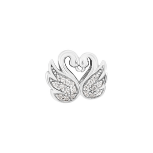 Hạt charm xỏ bạc đính đá PNJSilver hình đôi thiên nga XMXMW060005