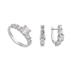 Bộ trang sức Vàng trắng 10K đính đá ECZ PNJ 002216-001537