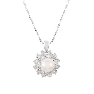 Mặt dây chuyền Vàng trắng 14K đính ngọc trai Akoya PNJ PADDW000005