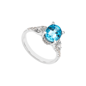 Nhẫn Vàng trắng 14K đính đá Topaz PNJ TPXMW000427