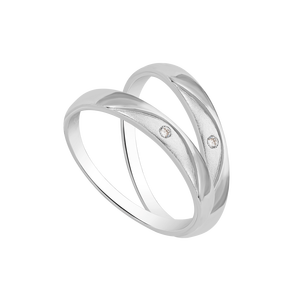 Cặp nhẫn cưới Kim cương Vàng trắng 14K PNJ Chung Đôi 00096-00097