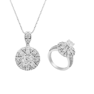 Bộ trang sức Vàng trắng 10K đính đá ECZ PNJ 01956-01529