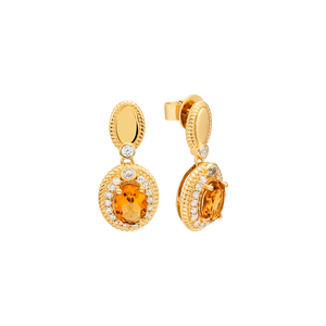 Bông tai Vàng 18K đính đá Citrine PNJ CTXMY000161