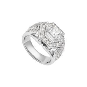 Nhẫn nam Vàng trắng 10K đính đá ECZ PNJ XMXMW002621