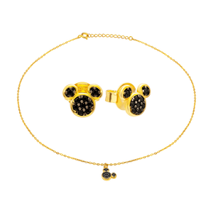 Bộ trang sức trẻ em Bạc đính đá PNJSilver hình chuột Mickey đen 60000-60000