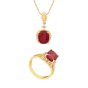 Bộ trang sức Vàng 18K đính đá Ruby PNJ 00953-00546