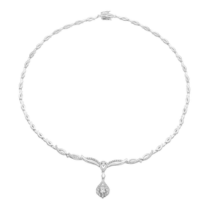 Dây cổ Vàng trắng 10K đính đá ECZ Swarovski PNJ XMXMW000054