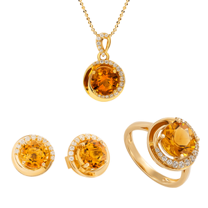 Bộ trang sức Vàng 18K đính đá Citrine PNJ 00206-00037