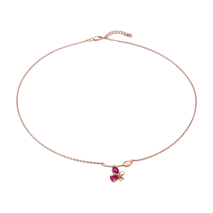 Dây cổ Vàng 14K đính đá Ruby PNJ Sắc Xuân RBXMX000001