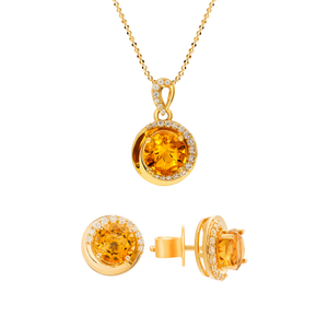 Bộ trang sức Vàng 18K đính đá Citrine PNJ 00037-00128
