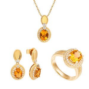 Bộ trang sức Vàng 18K đính đá Citrine PNJ 00161-00459