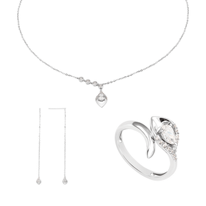 Bộ trang sức Vàng trắng 10K đính đá ECZ PNJ 01688-02435