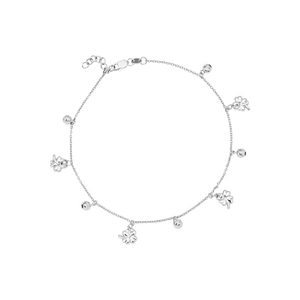 Lắc chân Vàng trắng Ý 18K PNJ cỏ 4 lá 0000W000715