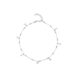 Lắc chân Vàng trắng Ý 18K PNJ ngôi sao 0000W000716