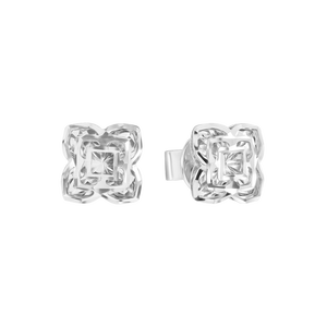 Bông tai Vàng Trắng Ý 18K PNJ họa tiết hình vuông 0000W001420