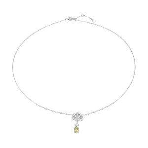 Dây cổ Vàng trắng 14K đính đá Peridot PNJ NPXMW000001