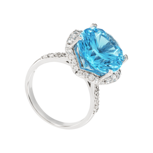 Nhẫn Vàng trắng 14K đính đá Topaz PNJ TPXMW000058