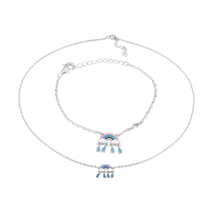 Bộ trang sức trẻ em bạc đính đá PNJSilver hình cầu vồng 60046-60048