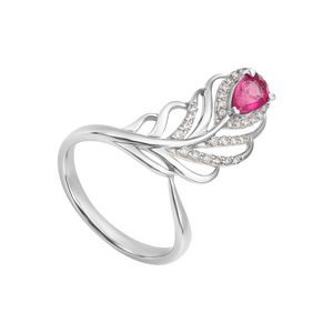 Nhẫn Vàng trắng 14K đính đá Ruby PNJ Phượng Hoàng RBXMW000103