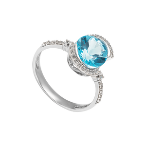 Nhẫn Vàng trắng 14K đính đá Topaz PNJ TPXMW000002