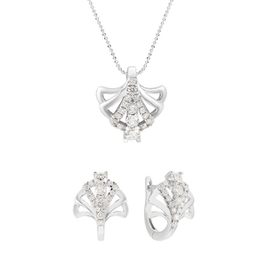 Bộ trang sức Kim cương Vàng trắng 14K PNJ 03150-02047