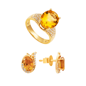 Bộ trang sức Vàng 18K đính đá Citrine PNJ 00049-00182