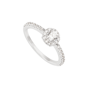 Nhẫn Vàng trắng 10K đính đá ECZ PNJ XMXMW060982