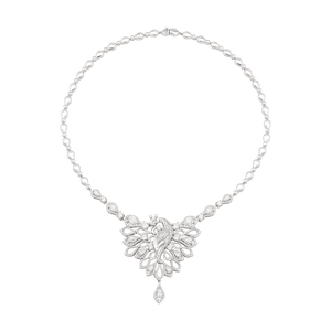 Dây cổ cưới Vàng trắng 10K đính đá ECZ PNJ Bạch Khổng Tước XMXMW000310