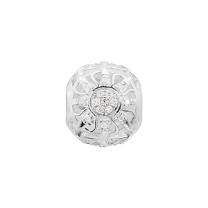 Hạt charm xỏ DIY đính đá PNJSilver hình tròn hoa văn XMXMK060034