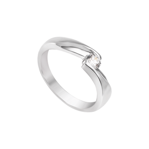 Nhẫn cưới nam Vàng trắng 10K đính đá ECZ PNJ XM00W001229