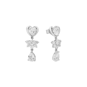 Bông tai cưới Vàng Trắng 10K đính đá ECZ PNJ Trầu Cau XMXMW002400