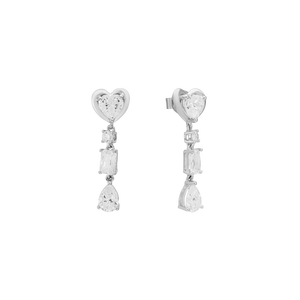 Bông tai cưới Vàng Trắng 10K đính đá ECZ PNJ Trầu Cau XMXMW002401